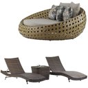 Ver imagem 1 de Chaise Barcelona em Alumínio e 2 Espreguiçadeiras Bona e Mesa para Área, Sala, Edícula, Piscina - Ar