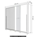 Ver imagem 3 de Guarda Roupa Casal 245cm 2 Portas Espelho Scipio Branco C01 - Mpozenato