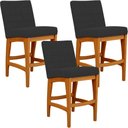 Ver imagem 1 de Kit 03 Banquetas Baixa Para Cozinha Bancada Bar Sala Jantar Fixa Mila L02 Suede Preto - Lyam Decor B