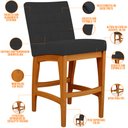 Ver imagem 4 de Kit 03 Banquetas Baixa Para Cozinha Bancada Bar Sala Jantar Fixa Mila L02 Suede Preto - Lyam Decor B