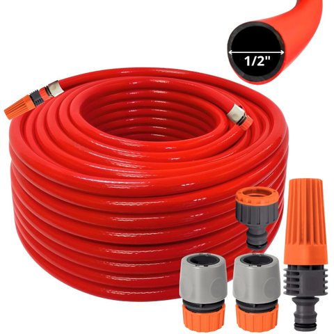 Mangueira De Jardim 25m Metros + Esguicho C/ Jato Regulável + Engate Rápido 1/2" + Bico Torneira Eng