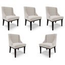 Ver imagem 1 de Kit 5 Cadeiras Decorativas Sala de Jantar Base Fixa de Madeira Firenze Veludo Cinza/Preto G19 - Gran