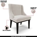 Ver imagem 4 de Kit 5 Cadeiras Decorativas Sala de Jantar Base Fixa de Madeira Firenze Veludo Cinza/Preto G19 - Gran