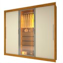 Ver imagem 3 de Guarda-Roupa Casal 3 Portas 1 Porta Reflecta com LED 100% MDF Royale Marrom/Marrome/Off White