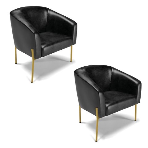 Cadeira Sala de Jantar Pé Ferro Dourado Kit 2 Stella Sintético Pu D03 - D'Rossi