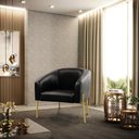 Ver imagem 2 de Cadeira Sala de Jantar Pé Ferro Dourado Kit 2 Stella Sintético Pu D03 - D'Rossi