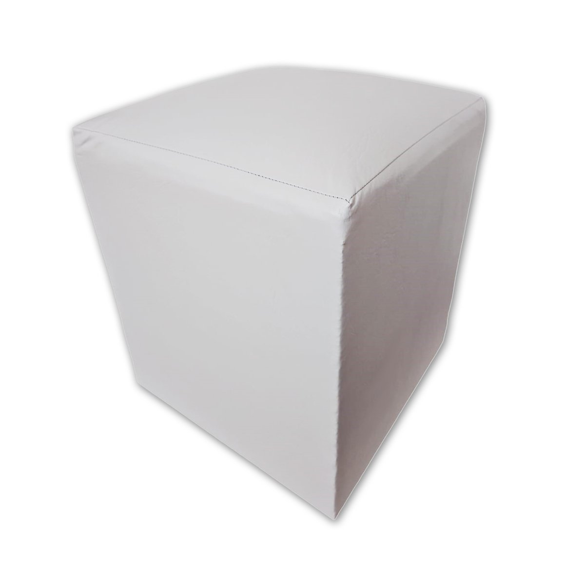 Puff Banqueta Quadrado Cubo Decorativo Courino e Suede Branco Courino - 2