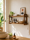 Ver imagem 2 de Prateleira Decorativa Premium em Madeira Maciça de Eucalipto Design Moderno e Rústico c/Kit Fixação