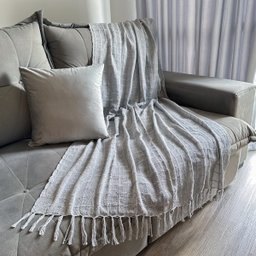 Manta para Sofa ou Peseira Algodao Diversas Cores 1.80x1.20m - Cinza Claro - 2