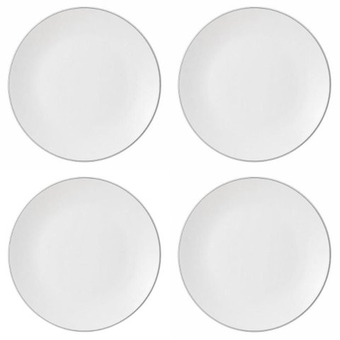 Jogo 4 Pratos Sobremesa 19,2cm Porcelana Legacy Silver L'Her