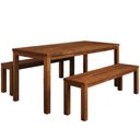 Ver imagem 2 de Mesa de Jantar 6 Lugares 180cm com 02 Bancos de Madeira Maciça Dunia F06 Rústico Escuro - Lyam Decor