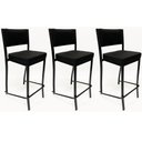 Ver imagem 1 de Kit 3 Banquetas alta para cozinha Empilhável preta assento e encosto estofados em linho cor preto