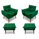 Ver imagem 1 de Kit C/02 Poltronas Opala + 02 Puff Opala Elegante Suede Verde
