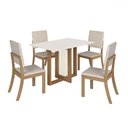 Ver imagem 2 de Mesa de Jantar 4 Lugares Valentina Milla Nature/off White/linho - Pnr Móveis