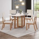 Ver imagem 1 de Mesa de Jantar 4 Lugares Valentina Milla Nature/off White/linho - Pnr Móveis