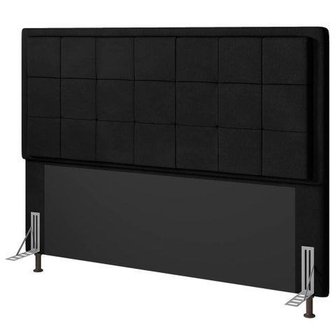 Cabeceira Cama Box King Canada 195 Cm Suede MV Estofados Preto