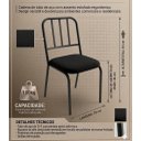 Ver imagem 2 de Cadeira Lara no Aço Reforçada Assento Estofado Preto Liso Confortável Moderna