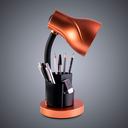 Ver imagem 2 de Luminária de Mesa Direcionável Escritório Home Office Estudo Porta Lápis Caneta Bivolt E27:Cobre