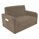 Ver imagem 4 de Sofá-Cama Baú Lyon Veludo Cappuccino 140cm com Bolso Lateral e Alça Frontal para Sala