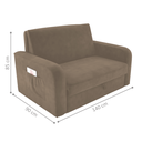 Ver imagem 2 de Sofá-Cama Baú Lyon Veludo Cappuccino 140cm com Bolso Lateral e Alça Frontal para Sala