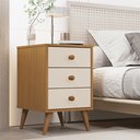 Ver imagem 2 de Mesa de Cabeceira 3 Gavetas Mdf Retro Pés em Madeira Agata:nature Off White