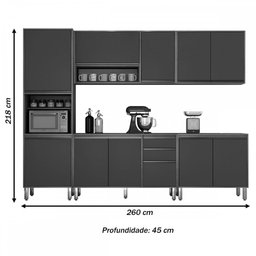 Cozinha Completa Eduarda 11 Portas 2 Gavetas Cinamomo/Off White - Chf Móveis - 4