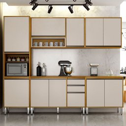 Cozinha Completa Eduarda 11 Portas 2 Gavetas Cinamomo/Off White - Chf Móveis - 2