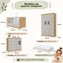 Ver mais imagens de Quarto de Bebê Completo com Berço Americano 3 em 1 e Colchão Incluso Flor Multimóveis MP4932