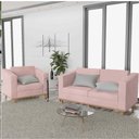 Ver imagem 3 de Kit Sofá 2 Lugares e Poltrona Europa Linho Rosê - Am Decor