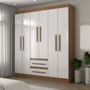 Ver imagem 1 de Guarda-roupa Solteiro Europa 6 Portas 2 Gavetas 100% Mdf Cinamomo/off White - Panorama Móveis
