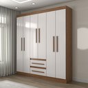 Ver imagem 6 de Guarda-roupa Solteiro Europa 6 Portas 2 Gavetas 100% Mdf Cinamomo/off White - Panorama Móveis