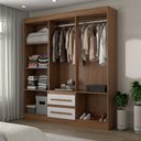 Ver imagem 2 de Guarda-roupa Solteiro Europa 6 Portas 2 Gavetas 100% Mdf Cinamomo/off White - Panorama Móveis