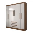 Ver imagem 3 de Guarda-roupa Solteiro Europa 6 Portas 2 Gavetas 100% Mdf Cinamomo/off White - Panorama Móveis