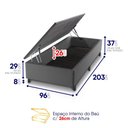 Ver imagem 7 de Conjunto Box Baú Cinza Cairo Cinza Molas Ensacadas Solteiro 96x203x71 - King House