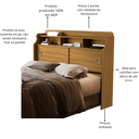 Ver imagem 3 de Cabeceira Box Jessica Nature para Colchão Queen 160cm com 2 Portas Nichos e Prateleiras para Quarto
