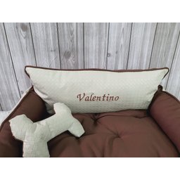 Cama M Bege e Marrom Pet Colchão para Cachorro Caminha M Caes e Gatos Personalizada com Nomes - 4