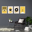 Ver imagem 2 de Kit 4 Quadros Artes Bauhaus Amarelo e Preto 45x34cm - com Vidro:moldura Branca