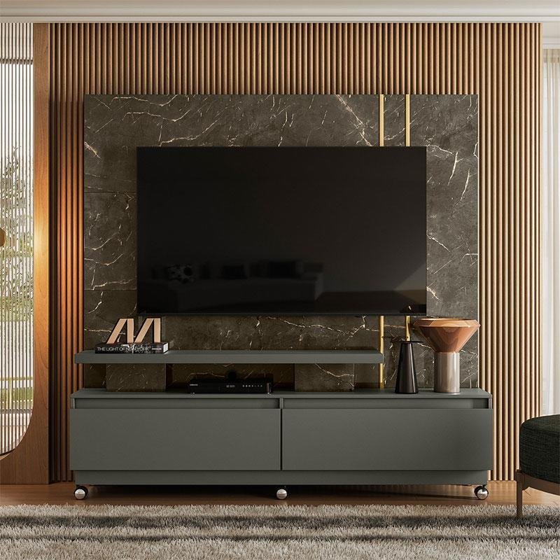 Estante Home Theater New Apolo com Rodízios Jade Oliva – Madetec