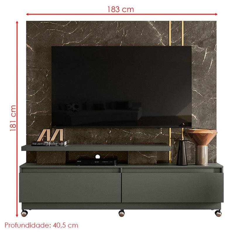 Estante Home Theater New Apolo com Rodízios Jade Oliva – Madetec