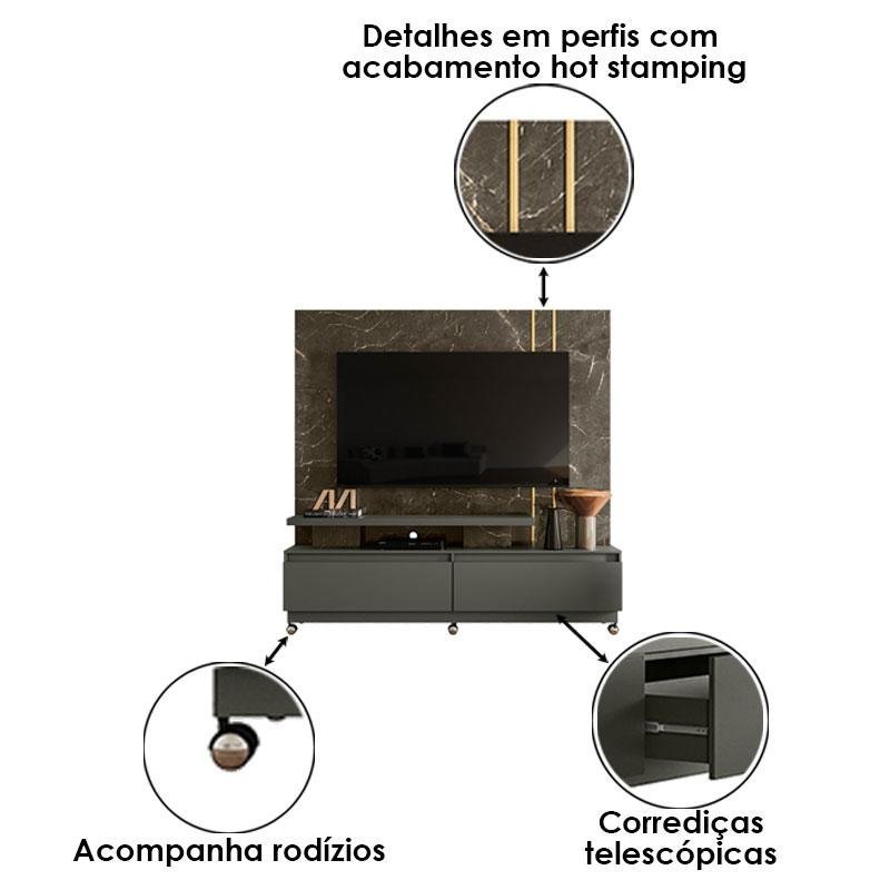 Estante Home Theater New Apolo com Rodízios Jade Oliva – Madetec