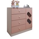 Ver imagem 3 de Cômoda Infantil Escotilha 1 Porta 4 Gavetas Branco/rosa - Panorama Móveis