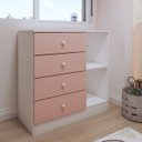 Ver imagem 2 de Cômoda Infantil Escotilha 1 Porta 4 Gavetas Branco/rosa - Panorama Móveis