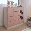 Ver imagem 1 de Cômoda Infantil Escotilha 1 Porta 4 Gavetas Branco/rosa - Panorama Móveis
