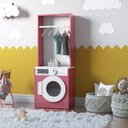 Ver imagem 1 de Lavanderia Mini Maquina de Lavar Infantil Brinquedo com Cabideiro Diana - Branco com Rosa