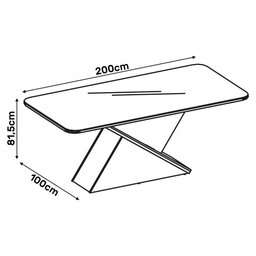 Mesa Jantar 8 Lugares Tampo Madeira Chanfrado Carvalho Preto - 2