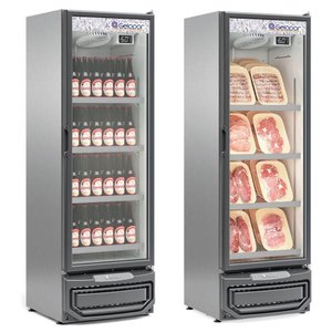 Expositor Vertical 1 Porta de Vidro Gcbc45 Gelopar Refrigerador 445 Litros Inox 220v