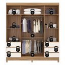 Ver imagem 3 de Guarda Roupa Roupeiro Roma 4 Portas com Espelho 6 Gavetas Amendola Touch Off White Demóbile