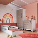Ver imagem 1 de Quarto Infantil Completo Aquarela 4 Portas 6 Gavetas Branco/cinnamon - Pnr Móveis