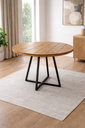 Ver imagem 1 de Mesa de Jantar Redonda 110cm em Madeira Maciça Estilo Industrial 6 Lugares Marcenariapontochic