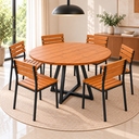 Ver imagem 6 de Mesa de Jantar Redonda 110cm em Madeira Maciça Estilo Industrial 6 Lugares Marcenariapontochic